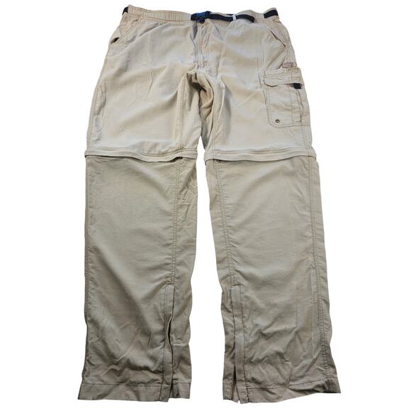Outdoor element mens XL convertible zip off pants khaki nylon with belt * FLAWS^ - Picture 1 of 10